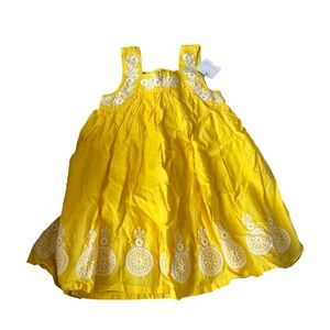 Tahari Yellow Dress with White Floral Detail